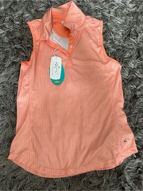 Greg Norman Coral Sleeveless Polo Top